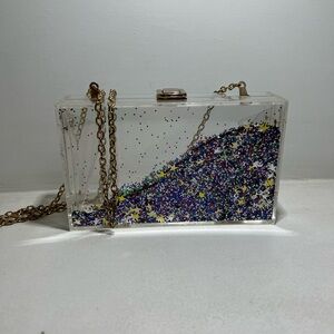 Clear Acrylic Clutch with Gold Chain